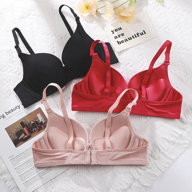 Lace Bra, Thick Cup Gathers Up, Adjustable Type, Underwire Smooth Bra, Collects The Side Milk
