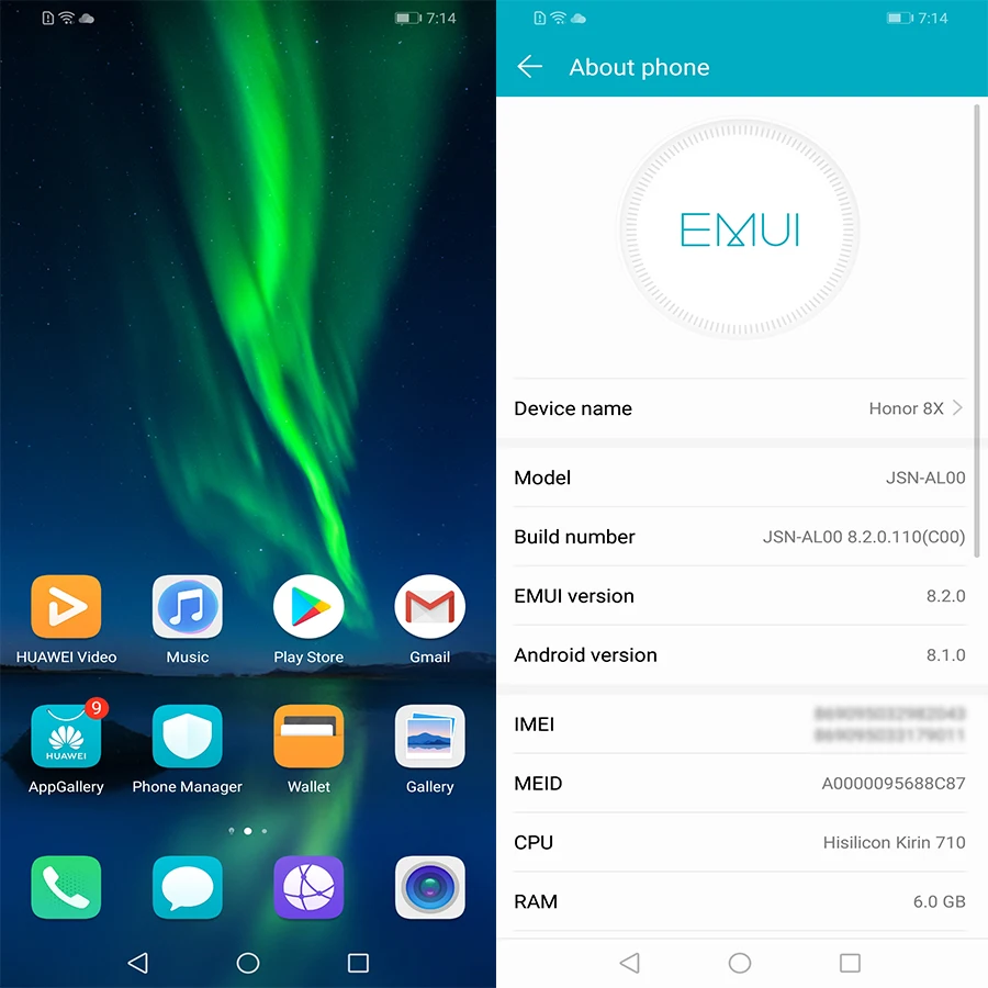 HONOR 8X, мобильный телефон, 6,5 дюймов, 4 ГБ, 64 ГБ, Kirin 710, четыре ядра, Android 8,0, 3750 мАч, разблокировка отпечатков пальцев