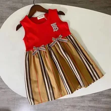 Модное Новое Стильное платье с двойным галстуком-бабочкой для маленьких девочек от 2 до 8 лет клетчатое платье-жилет элегантное платье с капюшоном