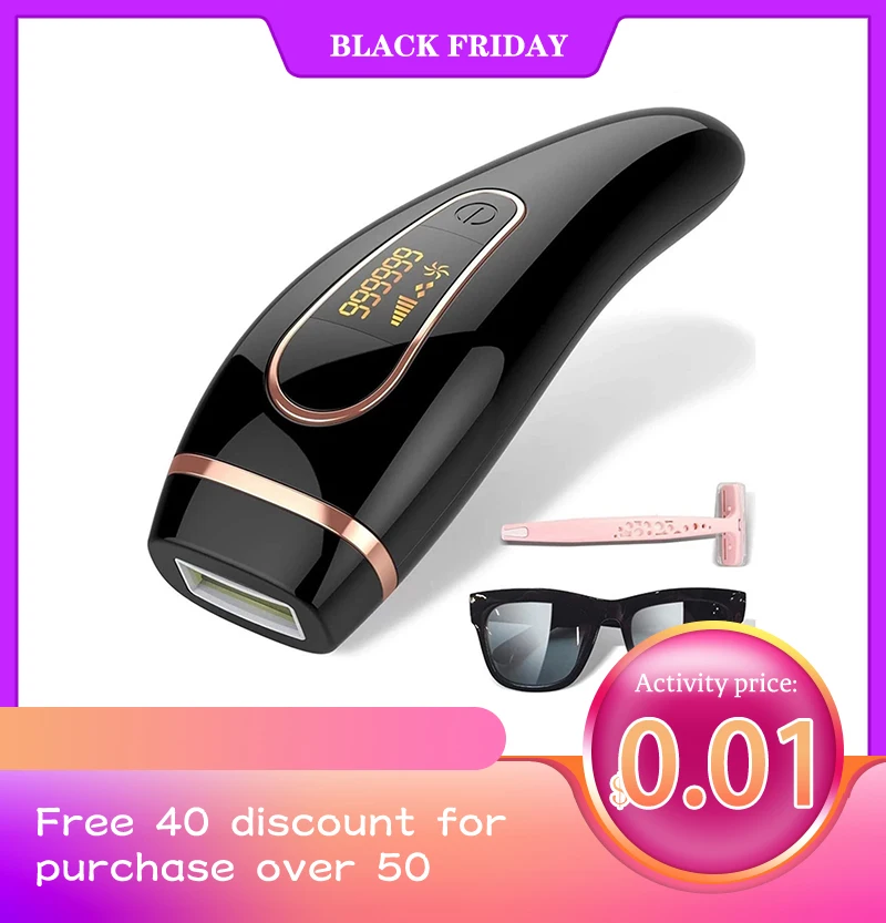 

Professional Permanent IPL Hair Removal Laser Epilator Machine For Women 999999 Flash LCD Display Laser Hair Removal Epilator