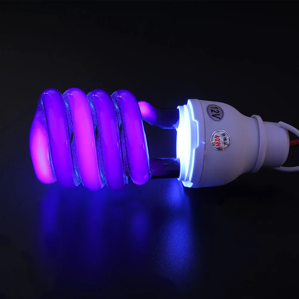 Световая лампа ультрафиолетовая УФ-Флуоресцентный порошок 40 Вт Светодиодная лампа с зажимом W/зажим DC12V Яркий CFL
