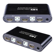 HDMI KVM Switch 4 In 1 Out HDMI Switcher USB Hub Connect Switch For Laptopr Dual Monitor Keyboard Mouse