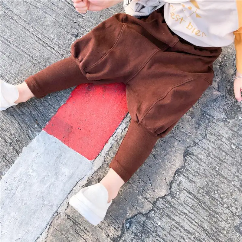 Boys Harem Pants Kids Autumn Spring Clothes solid children pants for baby Girls Trousers size80~130 toddlers black solid