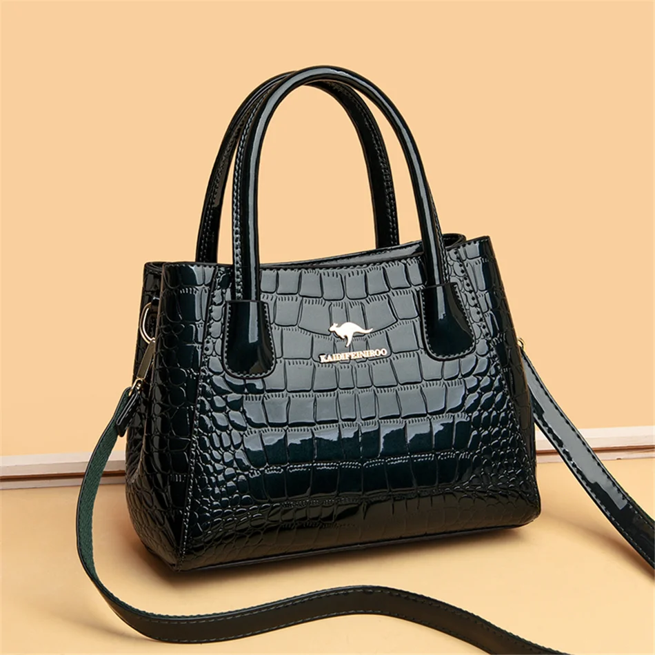 Luxury Patent Leather Women Bags Designer Crocodile Pattern Handbags Purses Ladies Large Shoulder Crossbody 2021 Tote Sac A Main