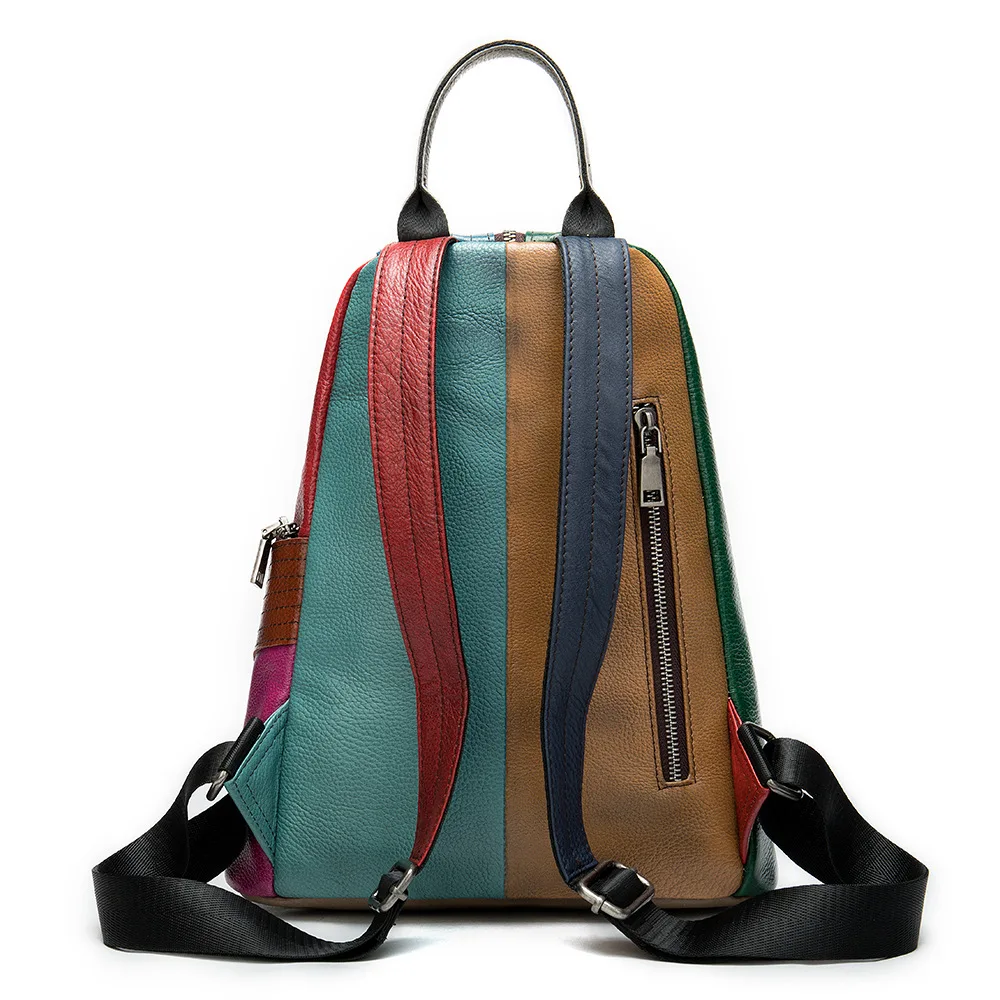 

New Genuine Leather Creative Bag for Women, Trend of Fashion Ladies Shoulder Bag,Multicolor Splicing Bucket Hand Bags for Female