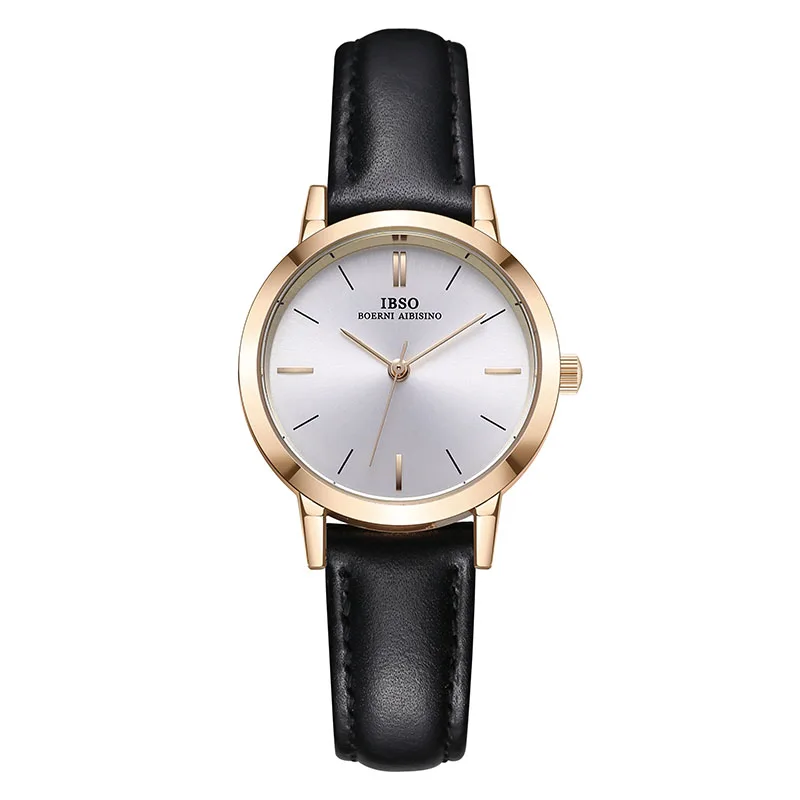 IBSO Брендовые женские часы, кварцевые наручные часы, 8 мм, ультра тонкий кожаный ремешок, кварцевые часы, женские простые часы, Relogio Masculino - Цвет: 3630