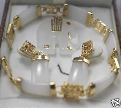 Free »Jewelry white jade pendant bracelet earrings sets dfy|Jewelry