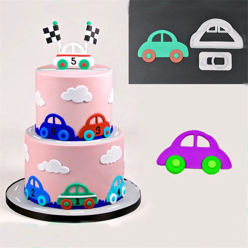 2 шт./компл. автомобиль пресс-формы Fondant (сахарная) тиснением в виде торта шаблон