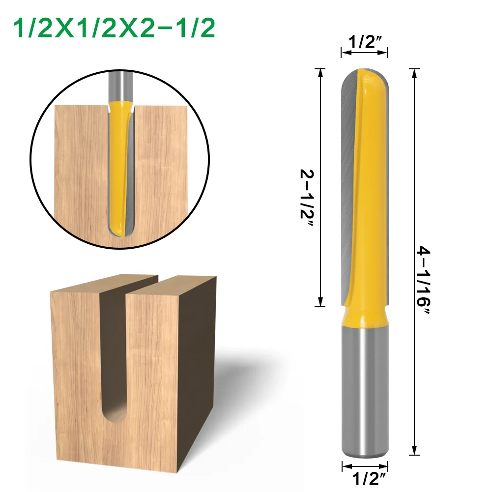1/2" 12mm Shank Long Blade Round Nose Core Box Router Bit Milling Cutter Carbide 