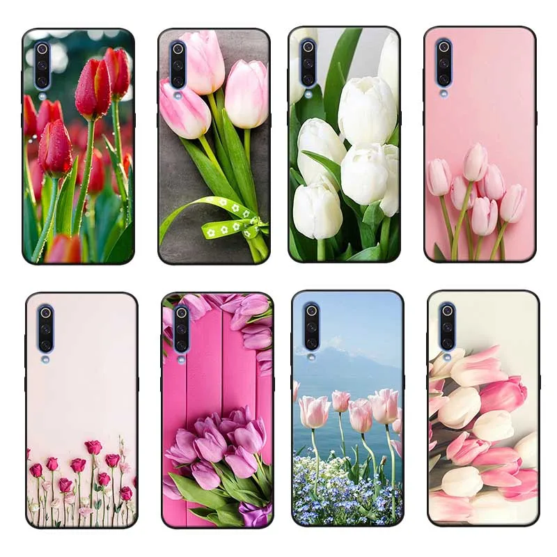 For xiaomi mi 9 pro 9t se 8 pocophone f1 mix 3 Clear Soft Silicone Phone Case Tulip flowers |