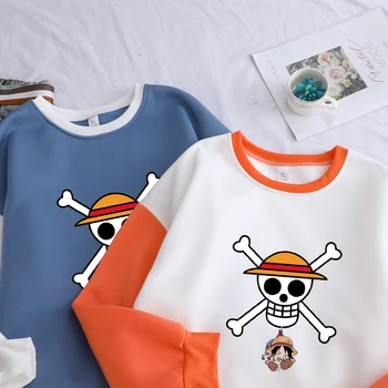 

Anime One Piece Women Best Quality New Fashion Hoodies Patchwork Harajuku Loose Casual Fleece Drop Shoulde Outerwear Splicing