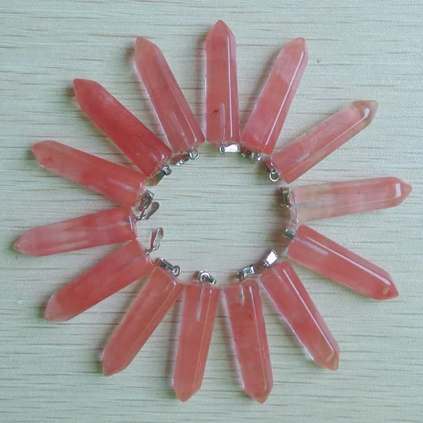 Оптовая продажа 12 шт модный кулон из натурального камня Вишневый Розовый кварц