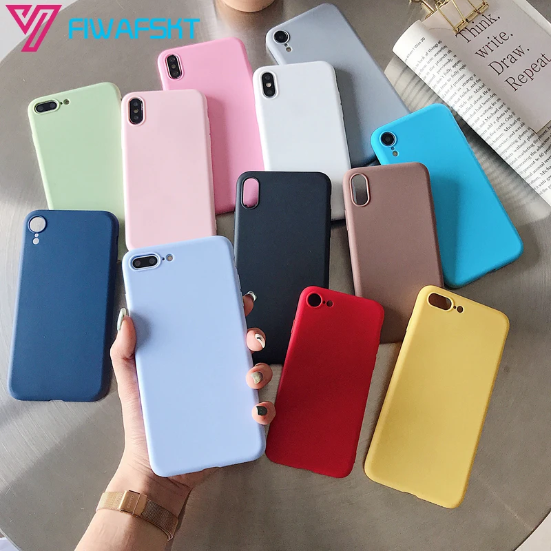 

Shockproof TPU Silicone for iPhone 7 Plus 8 6 6s X XS Max XR 5 5s SE Case Back Cover 7Plus 8 Luxury Soft Back Matte Color Cases
