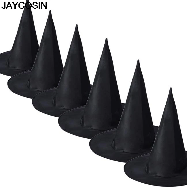 JAYCOSIN, 6 шт., новинка, на Хэллоуин, ткань Оксфорд, шляпа ведьмы, Волшебная Шляпа, шапки волшебника, вечерние, игрушки, косплей, Черная шапка-Шпиль, 9828