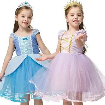 

Fancy Kids Dresses for Girls Anna Elsa Dress Costume Baby Girl Repunzel Pirncess Summer Casual Wear Children Tulle Clothing 2-6T
