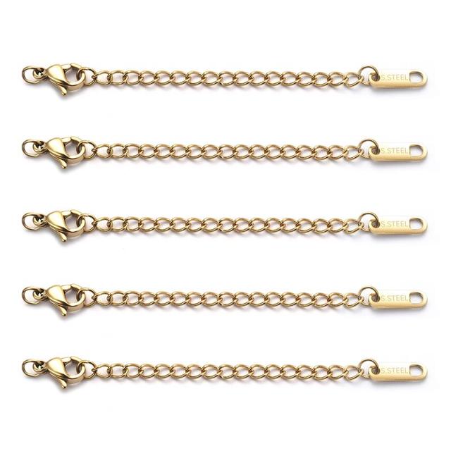 Stainless Steel Extended Extension Bracelet Necklace Tail Chain Lobster Clasps Connectors For DIY Jewelry Making Findings
