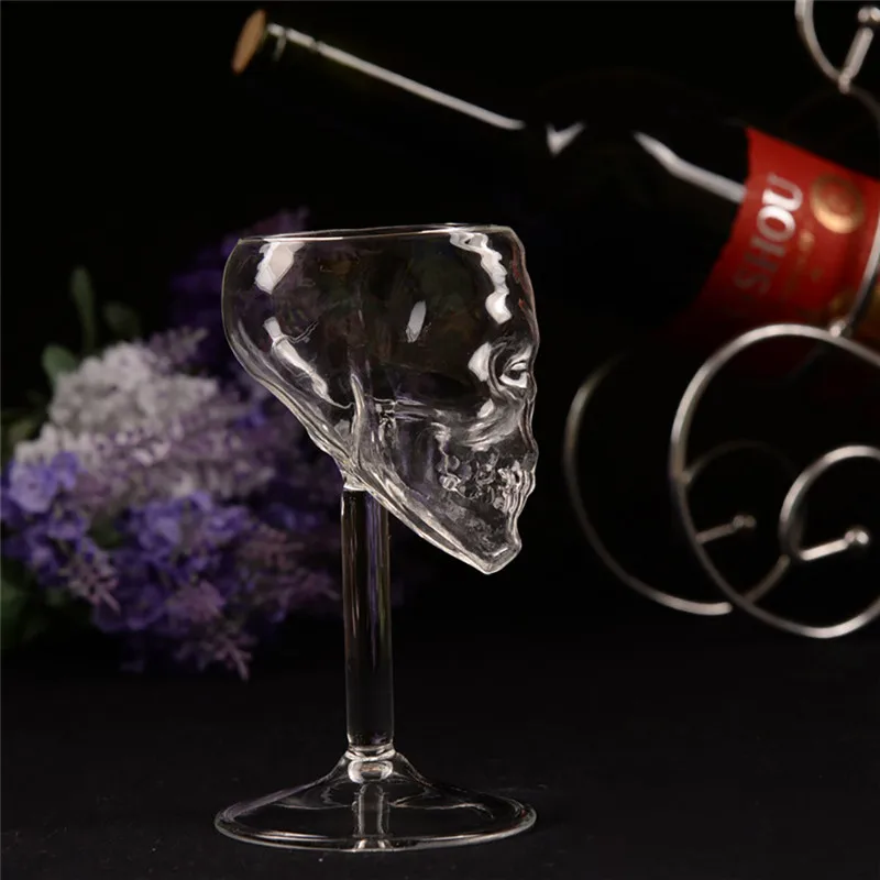 Transparent Skull Head Glass Cup For Whiskey Bar Halloween Wine Glass Drinking Decoration two functions Decorative Bottle