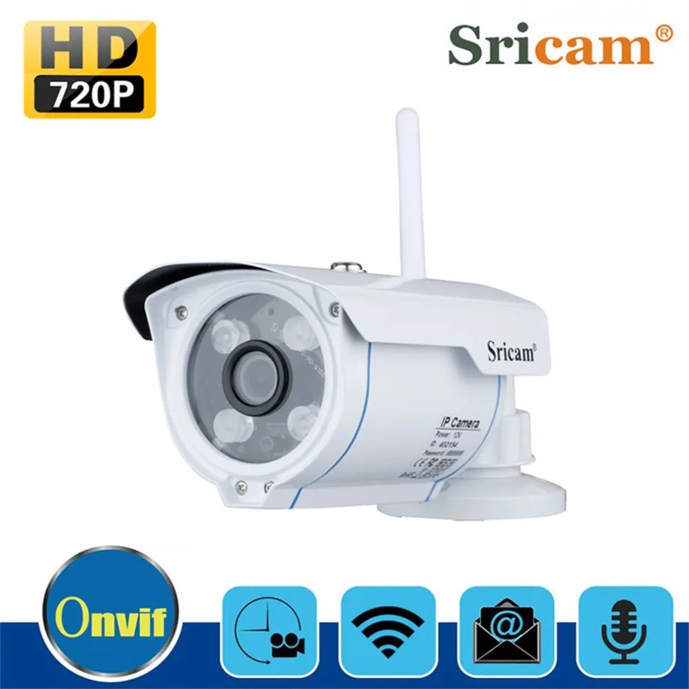 

Sricam SP007 IP Camera HD720 WIFI Onvif 2.4 P2P voor Smartphone Waterdichte Vandalproof Ondersteuning 128G SD Tf-kaart Outdoor