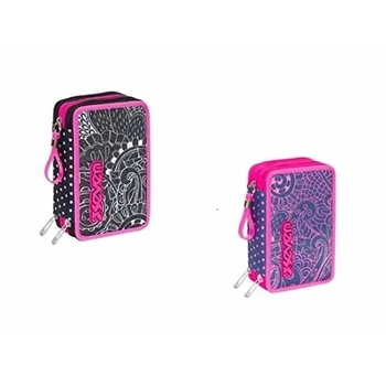 

Astuccio 3 Zip . 22x 12.5X 7 cm. Completo di pennarelli e matite.Mandala.Seven