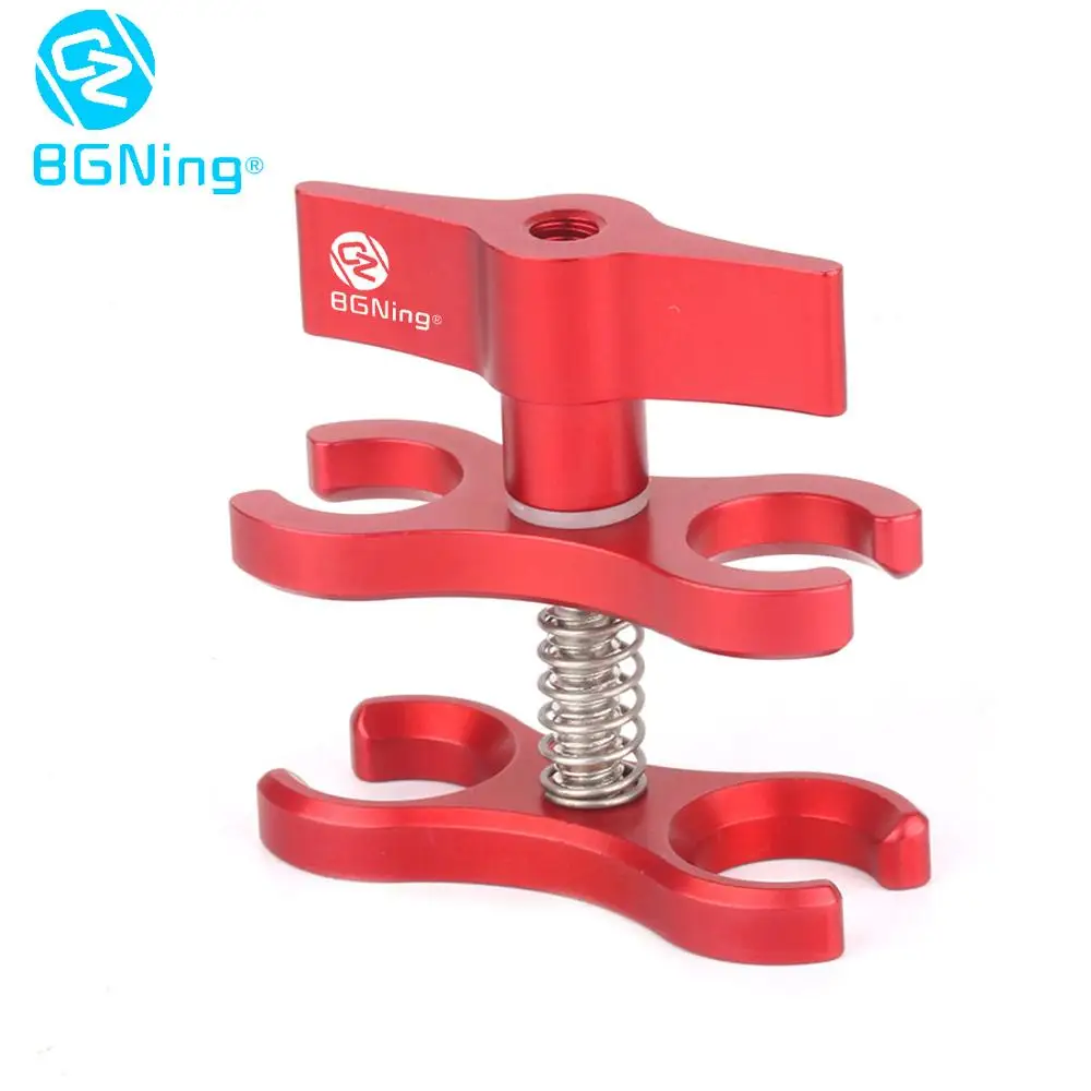 red 2 open holes CNC бабочка зажим 2 3 открытое отверстие Дайвинг светильник Кронштейн Разъем штатива шаровой головкой адаптер для Gopro Спорт SLR камера - Цвет: red 2 open holes
