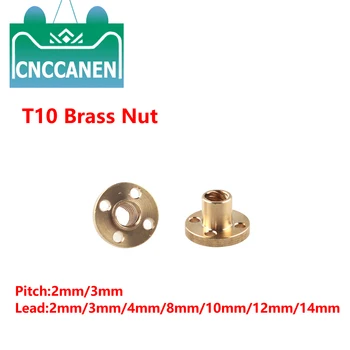 

T10 leadscrew nut Pitch2mm 3mm Lead 2mm/3mm/4mm/8mm/10mm/12mm Brass Lead Screw Nut for CNC Parts 3D Printer Accessories