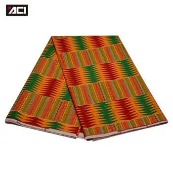 

ACI Ghana Kente Fabric 6 Yards Ankara African Real Wax Prints Fabric Tissu Africain Batik Ghana Wax Kente Fabric For Party Dress