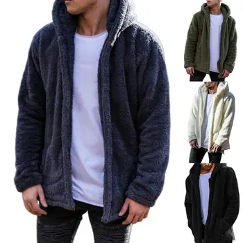 

Oversized Fashion Street Jacket Men Long Sleeve Hooded Jacket Jacket Casual Loose Pocket Polar Fleece Warm Zip Jacket