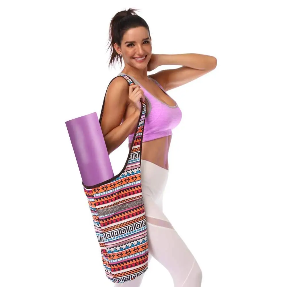 Bohemia Style Yoga Mat Bag With Large Pocket Zip Pocket Universal For Large Size Mat Shoulder Yoga Mat Bags Outdoor Fitness Bag