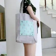 Водонепроницаемая хозяйственная сумка с мультяшным животным принтом, складная дорожная сумка контрастного цвета, милая сумка для покупок, сумка на плечо для женщин