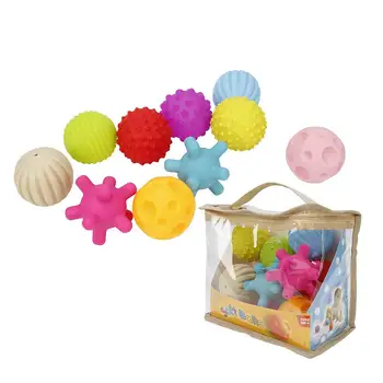 

Pack of 10 Sensory Balls Soft Textured Spiky Balls Squeezy Bouncy Fidget Toys Multi-Shape with Bright Colors and Sounds for Baby