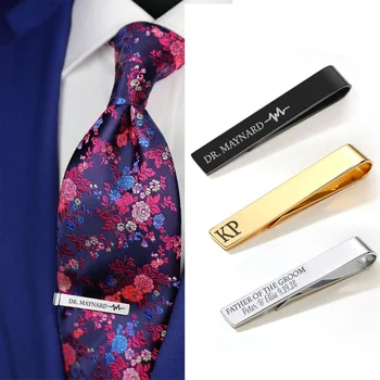 MEN TIE CLIP TIECLIPS WORDING INITIALS DATE NAME STAINLESS STEEL GIFT FOR HIM MEN'S GIFT