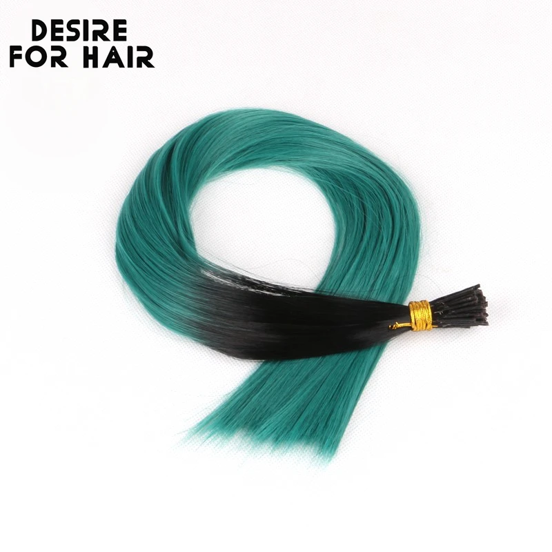 Hair extensions 100strands 22inch 1g heat resistant synthetic i tip micro ring for party rainbow color ombre for hair