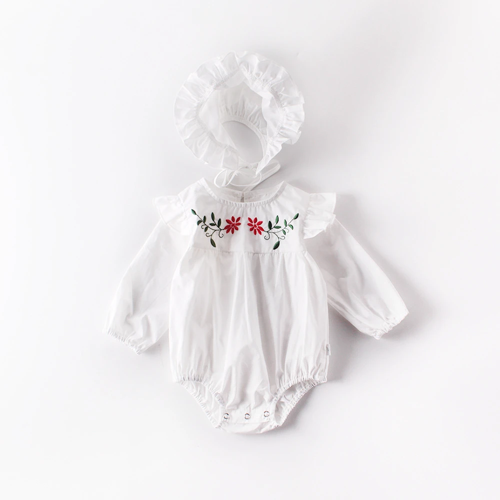 Koodykids/Боди для маленьких девочек; весенние комбинезоны; шляпа для маленьких девочек; розовые комбинезоны с цветочным рисунком; Осенняя детская модная одежда с длинными рукавами