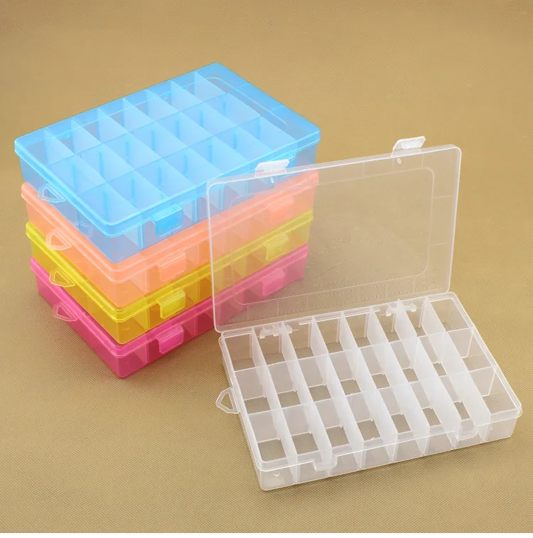 Life Essential 24 Compartment Storage Box Practical Adjustable Plastic Case for Bead Rings Jewelry Display Organizer