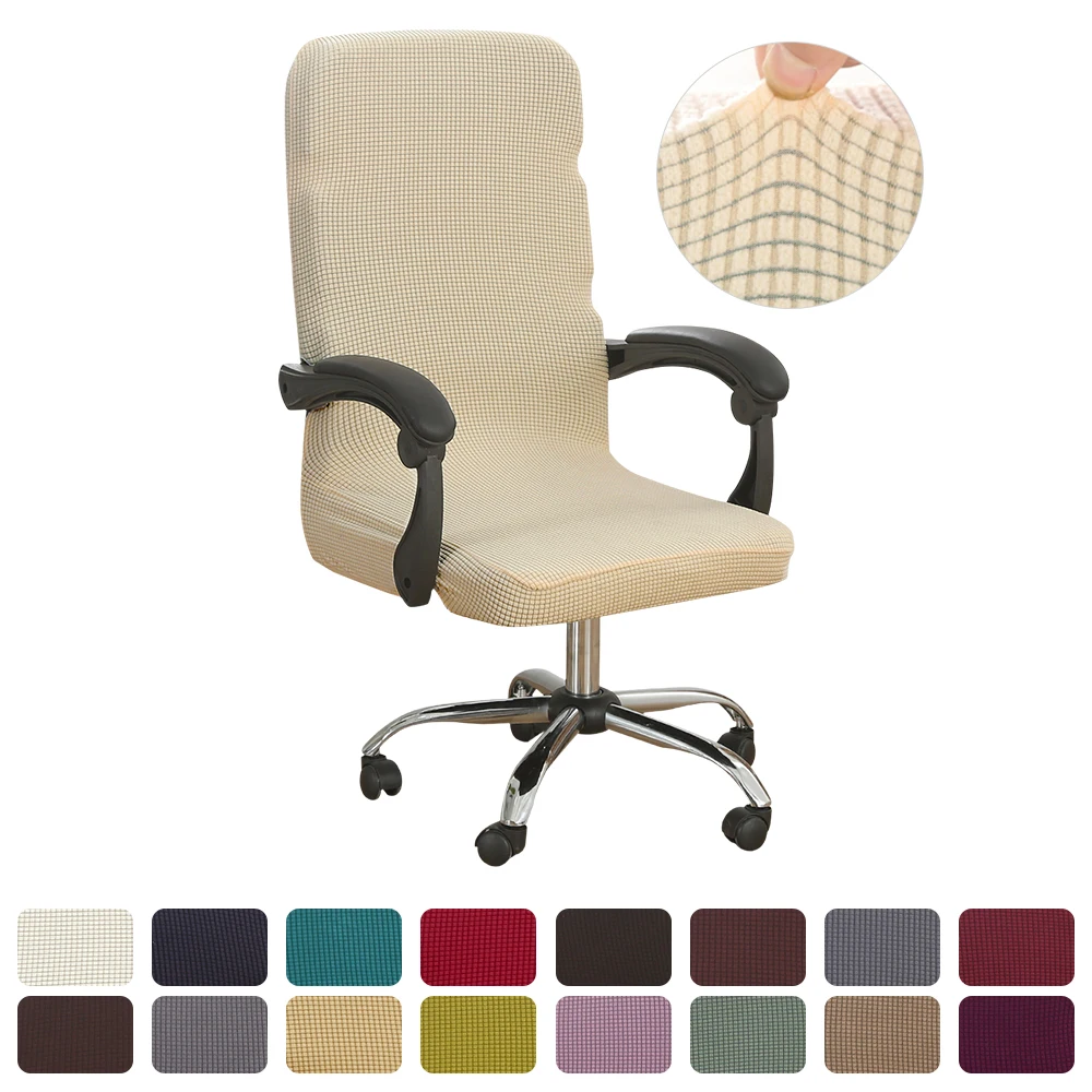Knitted Thicken Spandex Computer Chair Cover Washable Removable Elastic Office Chair Cover Easy Office Seat Cover Home Decor