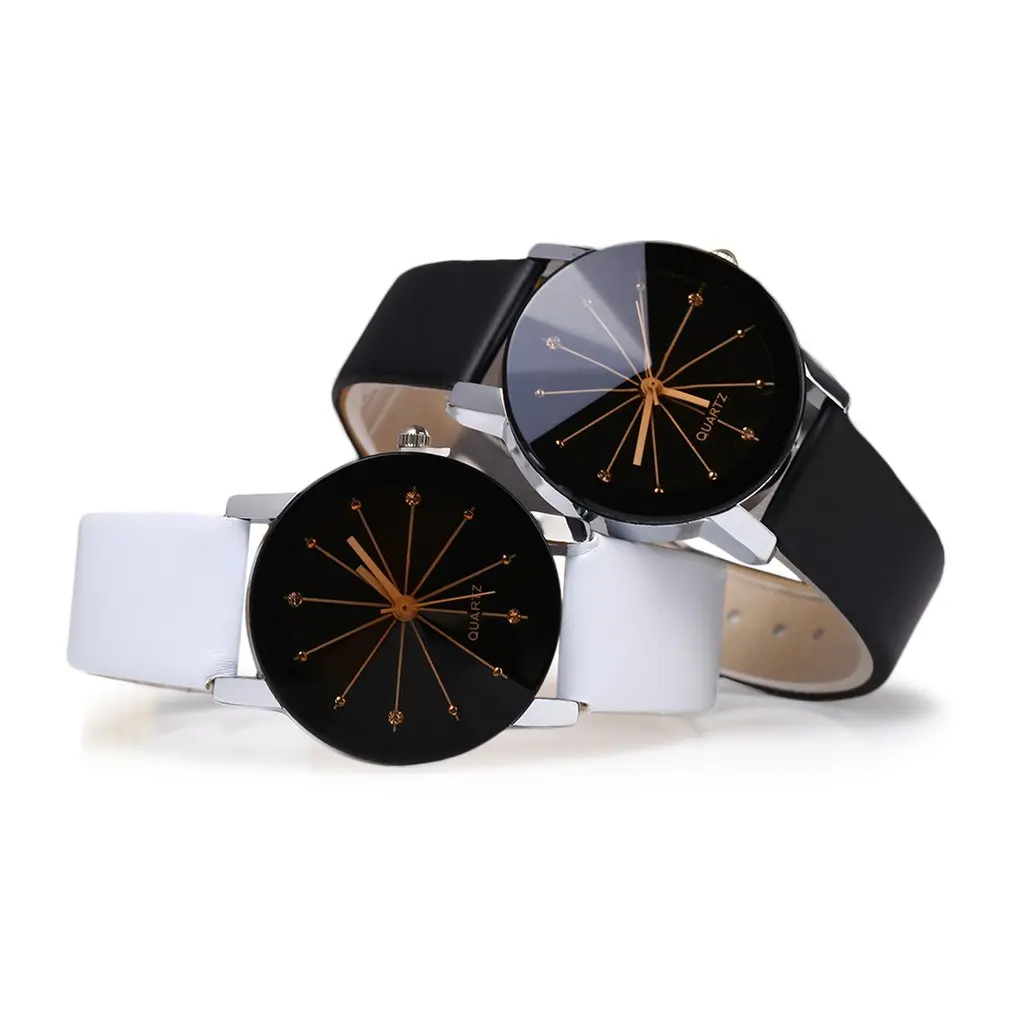 Drop Shipping Leather Wristband Quartz Watches Boys Girls Student Wristwatch Lover Casual Round Dial Watch