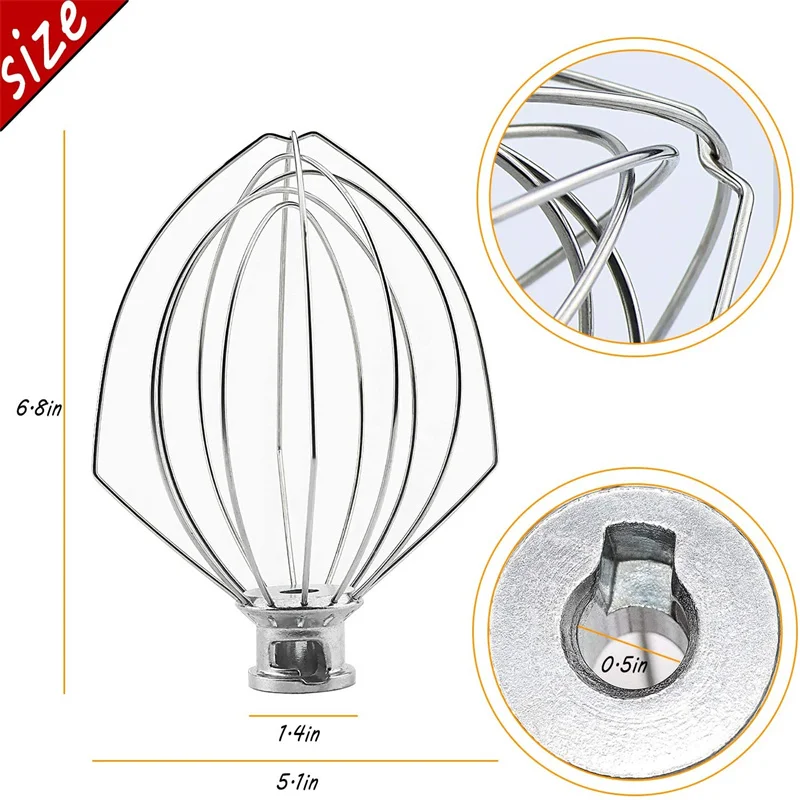 Mixer accessories K5AWW wire whip K5AB flat beater K5ADH C dough hook compatible Kitchenaid K5 KSM50 KSM5 4.8L bowl lift vertical mixer