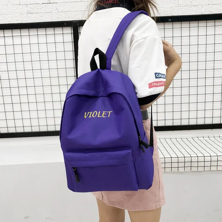 

New Style Schoolbag Korean-style Simple Fashion Backpack Fresh Versatile Lettered Embroidered Backpack Women's