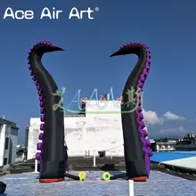6 м высотой гигантские фиолетовые и черные надувные щупальца осьминога Реплика животного с 3D присоской для крыши/художественного украшения дисплея