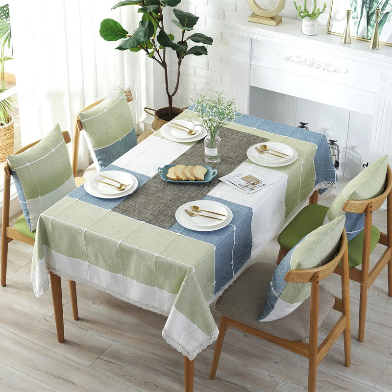 Tassel/Lace Edge Tablecloth Embroidered Imitation Cotton and Linen Rectangular Table Cover Kitchen Table Cloth Home Decoration