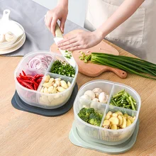 

Portable Drain Fresh Seal Box Compartmentalized Storage Box Kitchen Onion Ginger Garlic Storage Box Refrigerator Fruit Crisper