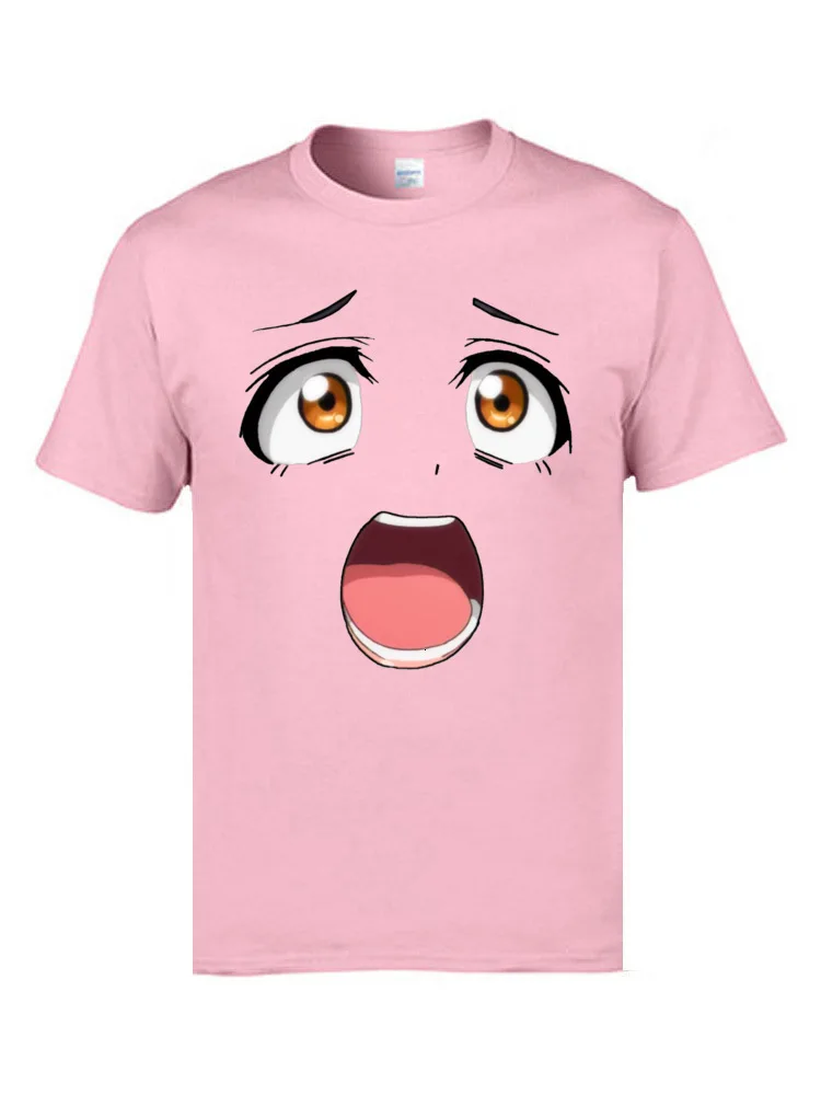 One yona Love Smile Ahegao, очаровательные футболки с изображением лица физа, популярные футболки японского аниме Харадзюку, хлопок, зеленые Забавные футболки - Цвет: Pink
