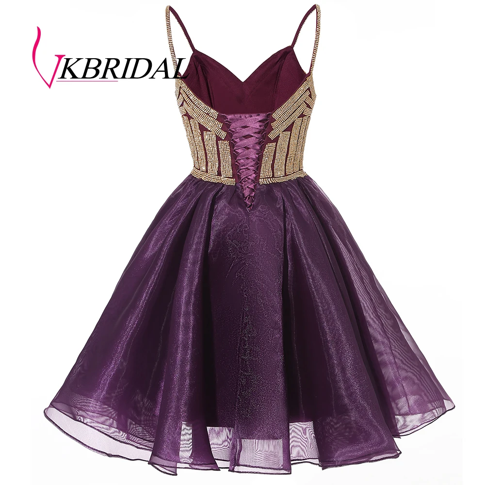 VKBRIDAL сексуальные ремни короткие выпускные платья мода кристаллы верх из органзы и кружева платье для выпускного вечера для юниоров