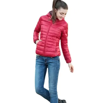 

Women's Autumn Winter Long-sleeved Slim Hooded Thin Section Casual Cotton Jacket Girls Warm Short Cotton Coat Jaqueta Feminina