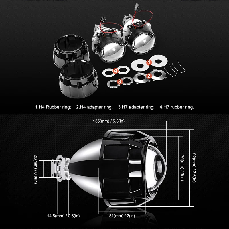 2 5 дюймовый мини объектив проектора H1 Светодиодная лампа HID Bi Xenon Head светильник с
