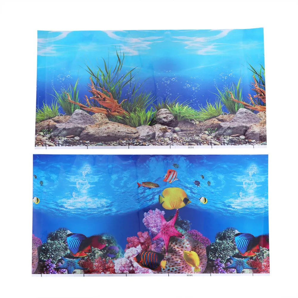 Aquarium Fish Tank Background Sticker 3D Double-sided Adhesive Wallpaper Decorative Pictures Underwater Backdrop Image | Дом и сад