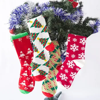 

Spring Summer Autumn Women's Christmas Printing Bright Color Socks In The Tube Casual Cotton Socks GRS
