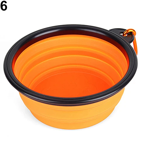 Нетоксичная TINGHAO Складная миска для кормления собак и домашних животных портативная силиконовая миска - Цвет: Оранжевый