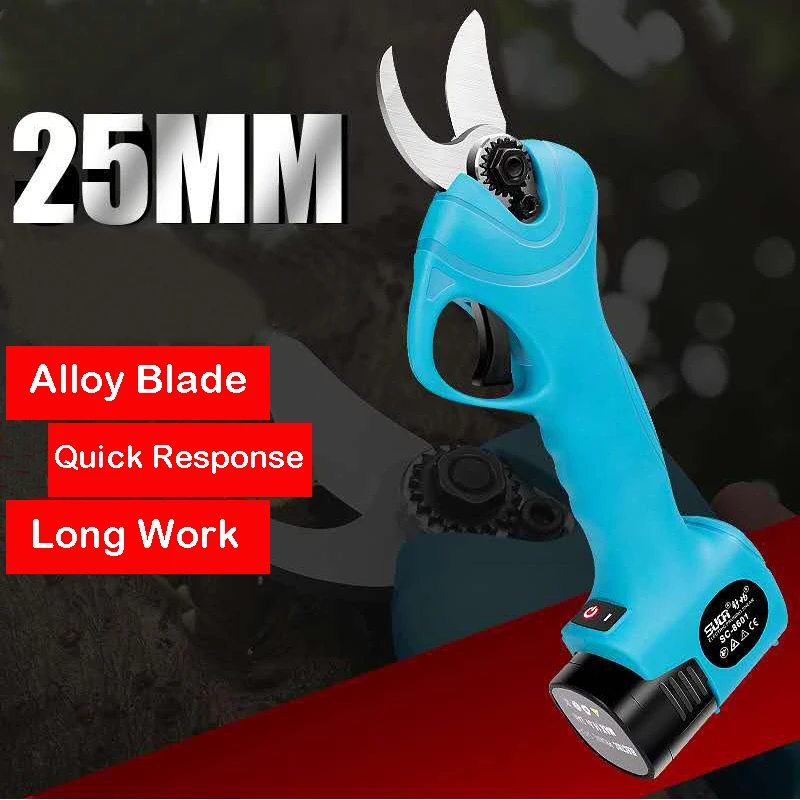 Rechargeable Electric Pruning Scissors Cordless Pruning Shears Garden Pruner Secateur Branch Cutter Cutting Tool photo