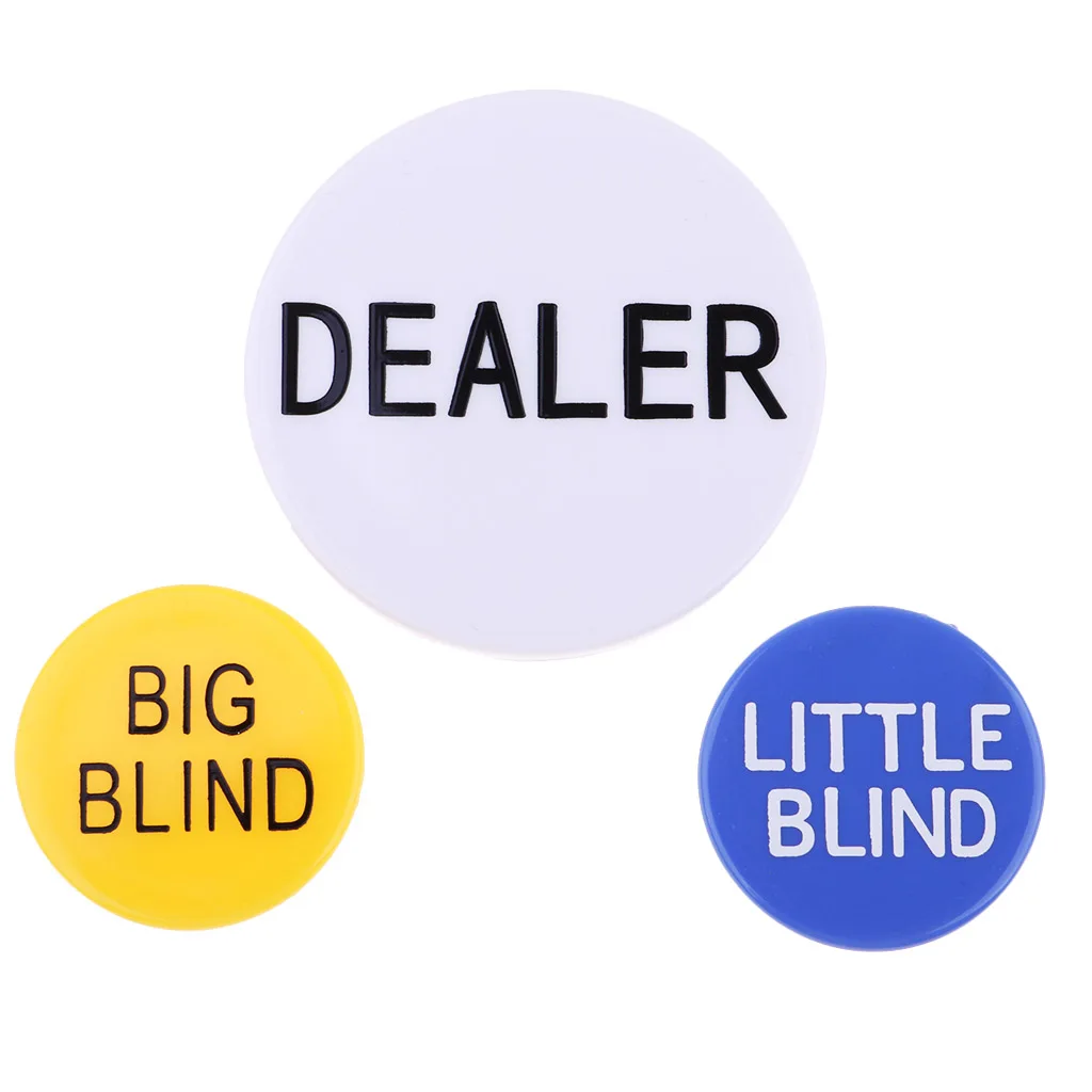 Big & Little Blind and Dealer Button Acrylic Poker Game Buttons Texas Hold'em Chip Dealer Poker Chips Poker Tournaments Prop